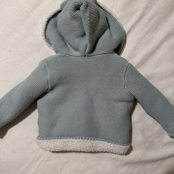 Carter's light Blue and Cream Knitted Baby Jacket with Hood and Ears Sz 9m - Picture 7 of 10